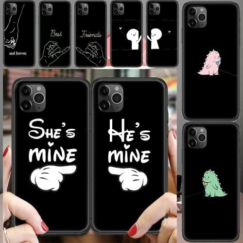 Couple Lovers Best Friends Forever Phone Case Cover Hull For iphone 5 5s se 2 6 6s 7 8 12 mini plus X XS XR 11 PRO MAX black tpu