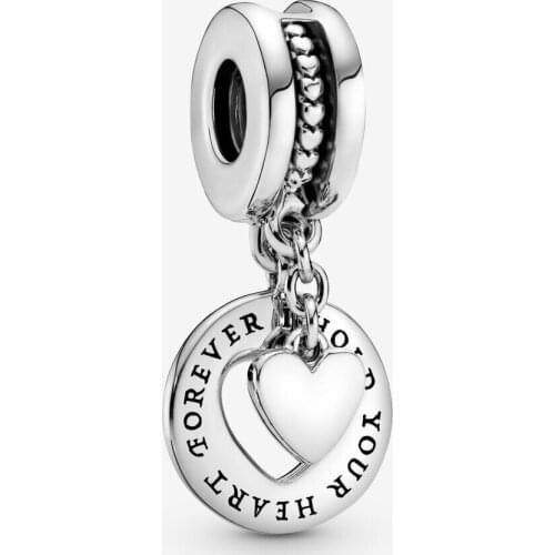 Fits Pandora Bracelet 925 Sterling Silver I Hold Your Heart Forever Split Dangle Charm Metal Beads for Wome DIY Jewelry Gift