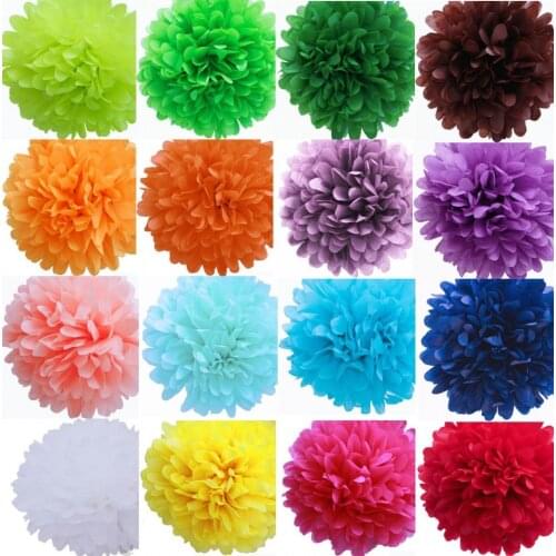 1pcs 14inch (35cm) pompon Tissue Paper Pom Poms Flower Kissing Balls Home Decoration Festive Party Supplies Wedding Favors balls