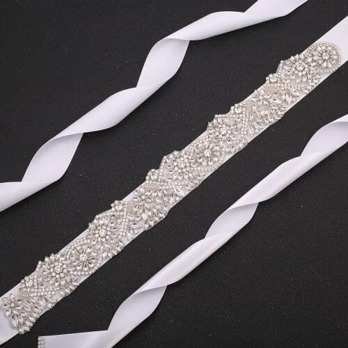 SESTHFAR Diamond Bridal Sash Crystal Wedding Belt Sash Rhinestone Bridal Belt For Wedding Evening Dress