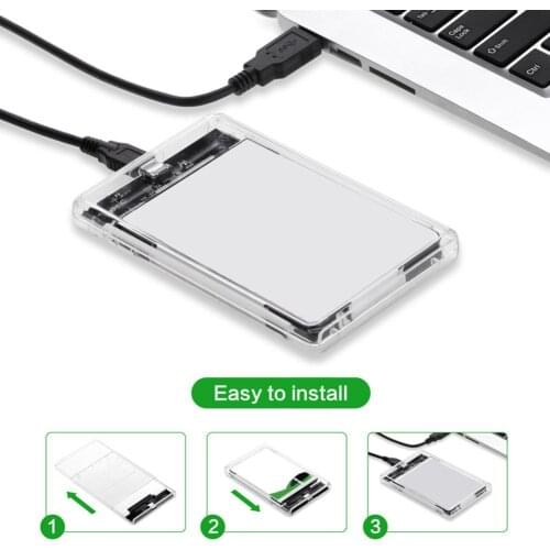 2.5 inch HDD case Transparent Hard Disk Case USB3.1 Gen2 10gbps Type-C to SATA HD Hard Disk SSD hard drive Mobile Enclosure Box