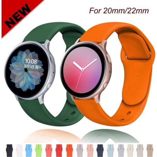 20mm/22mm Huawei wtach GT 2/2e/pro strap For Samsung Gear S3/S2/Sport Silicone bracelet Galaxy watch 3/46mm/42mm/Active 2 band
