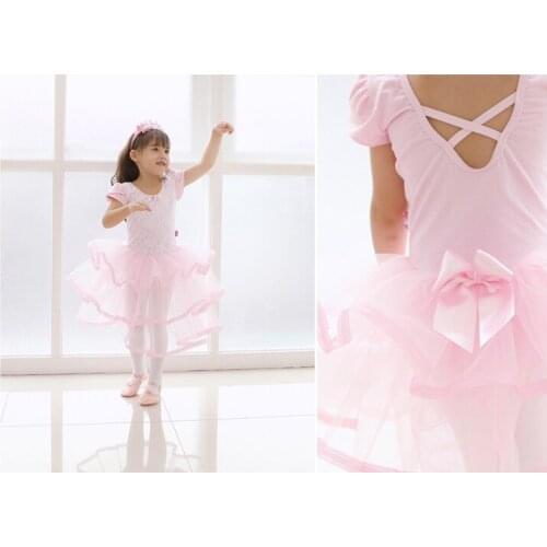 Pink 3-8 years short sleeves Childrens ballet skirt,tutu dance dress,girlss dancing dress,kid High quality