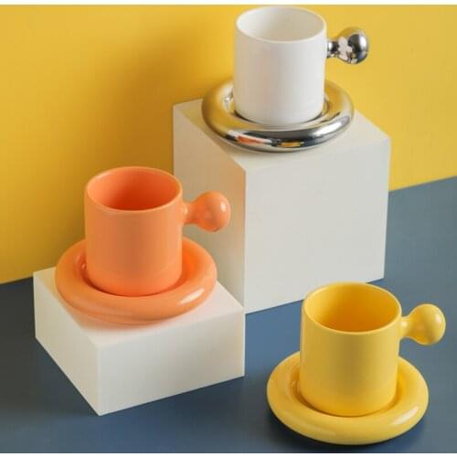 Creative Egg Mug and Plate Ceramic Coffee Tea Cup With Bread Dish Saucer Kitchen Office Tableware Unique Gifts Nordic Home Decor