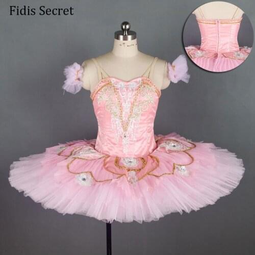 Adult Top Quality Pink Professional Pancake Ballet Tutu Costume,Girls Ballerina Sugar Plum Fairy Doll Classical Stage Dance Wear
