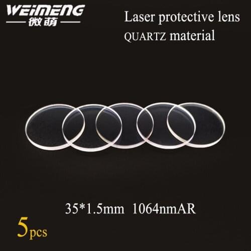 Weimeng 5 pieces 35*1.5mm circular quartz Protective Window Glass Film 1064nm wavelength for Cutting Laser with favorable price