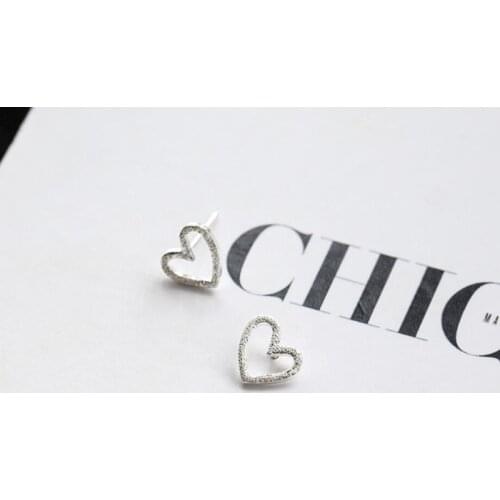 Hollow Heart Simple Wild Korea 925 Sterling Silver Temperament Personality Trendy Female Stud Earrings SEA101
