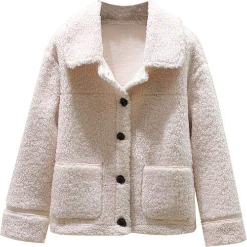 Winter 2020 Fur Coat Women Wool Jackets Woman Artificial Sheep Shearing Jacket Womens Sheep Fur Top High Quality Casaco TN1030