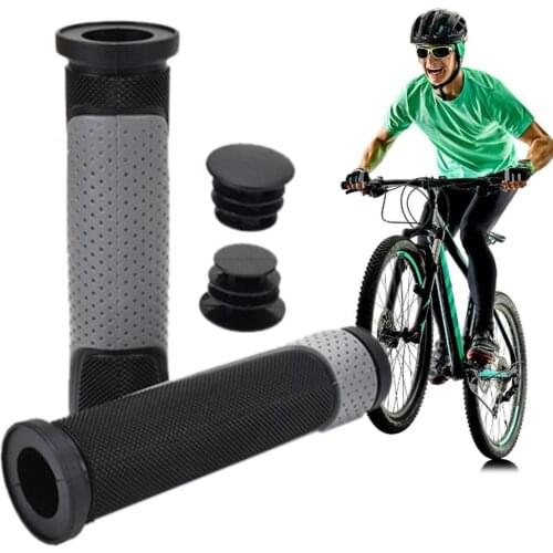 1 Pair Shockproof Bicycle Handlebar Grips Soft Rubber Anti-slip Mountain Bike Grips Ergonomic Design Bike Handle Lock Bar Ends