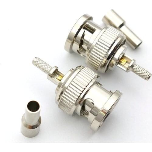 10pcs BNC Male Plug Window Straight Crimp for RG174 RG316 RG179 Cable ADAPTER 50 Ohm