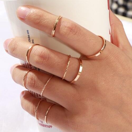 10pc/set 2019 Simple Design Lightning Waves Finger Rings Vintage Gold Silver Color Joint Rings Sets for Women Jewelry