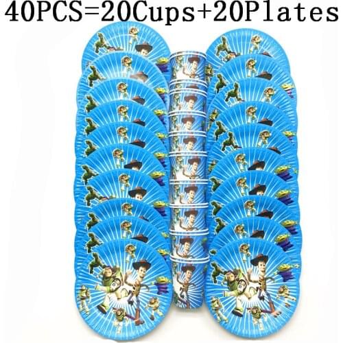 20Pcs/40Pcs Toy Story High Quality Party Decorations Supplies Toy Story Birthday Party Paper Cups Plates Party Supplies Set