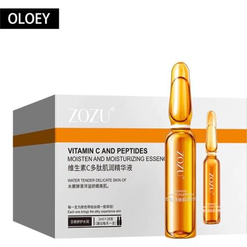 28pcs ZOZU vitamin c serum peptide face serum Whitening shrink pores brighten skin tone liquid Female serum facial anti aging