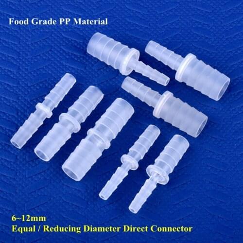5~200Pcs 6~12mm PP Equal / Reducing Dia Direct Connector Aquarium Tank Air Pump Hose Joint Drip Irrigation Pipe DIY Fittings