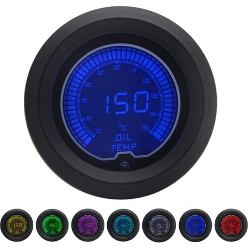 52mm Oil Temp Gauge LCD Digital 7 Color Display With Sensor