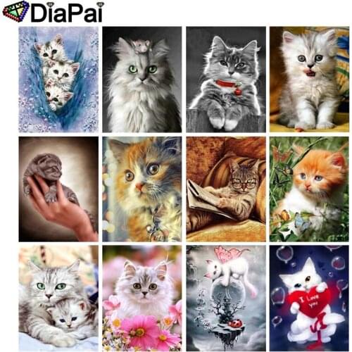 DIAPAI 5D DIY Diamond Painting 100% Full Square/Round Drill "Animal cat" 3D Embroidery Cross Stitch Home Decor