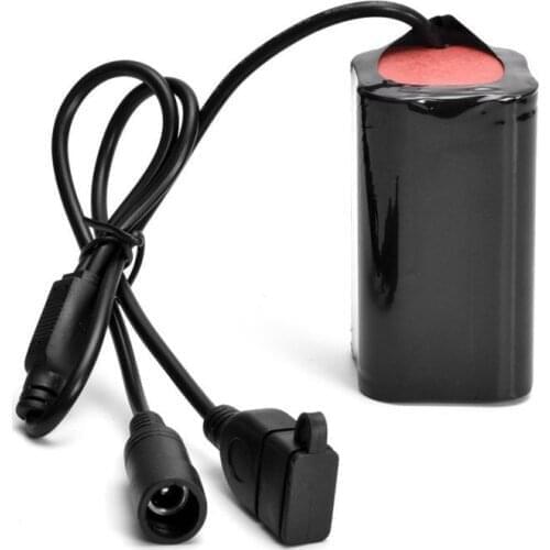 GTF 6800mAh 8.4V Battery Pack USB+DC Port Bike Lights Rechargeable 4x18650 Battery Pack for Bicycle Headlight Light Lamp Cells