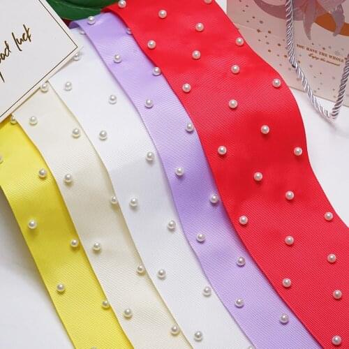 Free Shipping 75mm 3Inch Printed Pearl Ribbon Listones Tape 20Yards/Roll