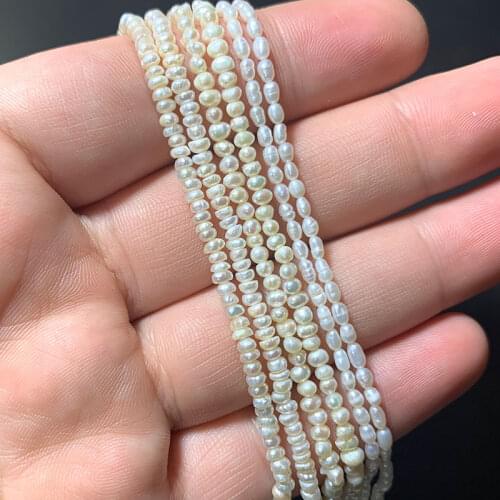 Wholesale 2-3MM Natural Freshwater Pearl Rice Shape Spacer Beads For Jewelry Making DIY Bracelet Necklace Earrings Strand 14