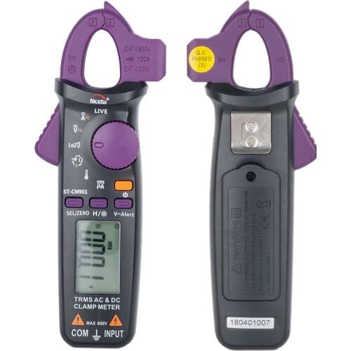 CM901 Digital Clamp Meter 1mA AC/DC Current True RMS Auto-Ranging 6000 Counts Meter Hz Temperature Capacitance Live Check