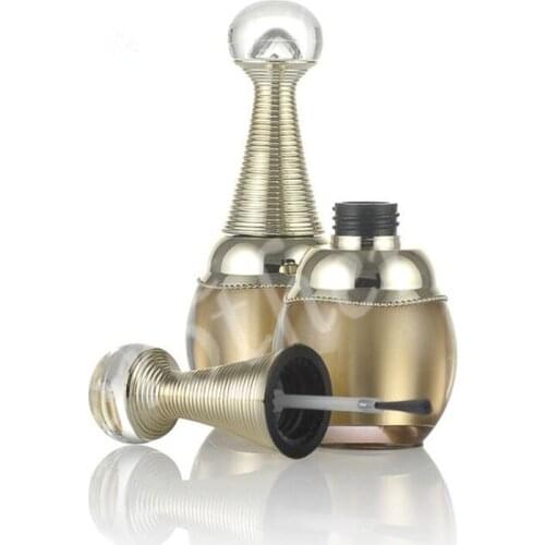 10ml Acrylic Gel Polish Bottle Liquid Nail Polish Oil Gold Packaging Case with Brush Cap Makeup Nail Art Accessories Tool 100pcs