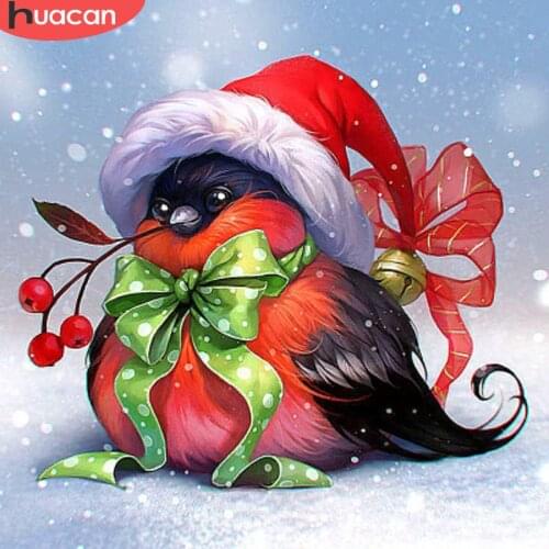 HUACAN DIY Diamond Painting Christmas Bird Diamond Embroidery Animal Full Square Round Picture Of Rhinestone Snow Wall Art