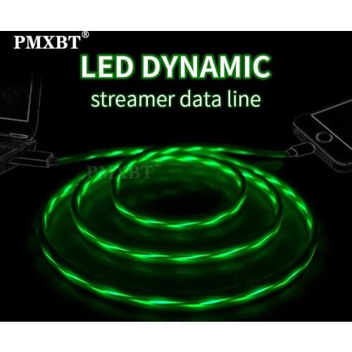 Micro USB Type C Cable LED Bright Charging Cable For Huawei P40 Samsung S10 Mobile Phone Charger Luminous Glow Flowing USB Wire