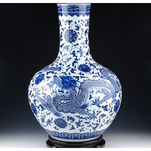 Jingdezhen ceramics porcelain dragon vase Chinese Home Furnishing decoration floor living room decoration room decor aesthetic