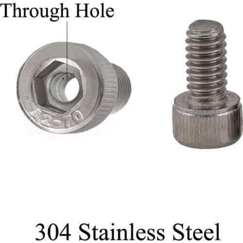 M4 M4*6/8/10mm M4x6/8/10 2mm Through Hole 304 Stainless Steel Allen Head Bolt Hex Hexagon Socket Cap Cannulated Hollow Screw