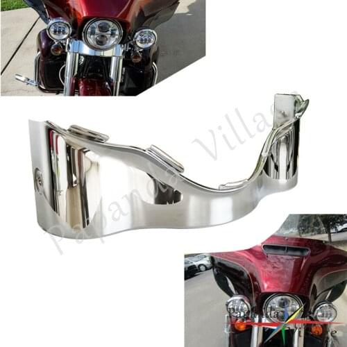 Motorbike ABS Chrome Headlight Outer Fairing Skirt Batwing Lower Trim for Harley Touring FLHX FHLT FLH 14-later CVO Street Glide