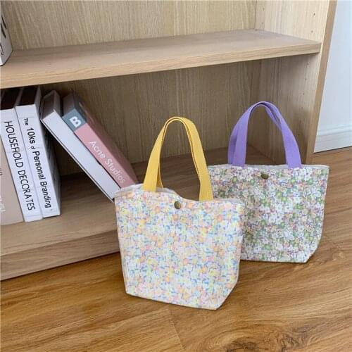 New Women Portable Mini Lunch Bag Casual Small Hand Bag Floral Mini Canvas Handbags Co Reusable Shopping Bags Casual Bags