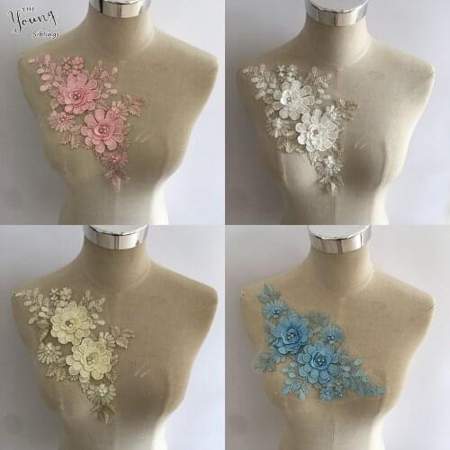 New arrive ABS pearl Flower Lace Neckline Embroidery Lace Collar DIY Dress Applique Decoration Wedding Dress Craft Accessories
