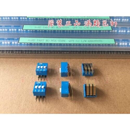 Original new 100% NDA-03B-V 3-bit side dial switch 3P piano key bent foot 2.54mm