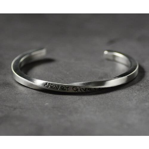 Punk Antique Silver Color Love Letter Stainless Steel Bangles Women Men Adjustable Viking Twisted Cuff Bracelets Lover Jewelry
