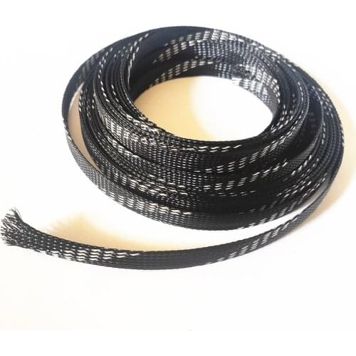 Braided Cable Sleeving 9-14mm Wiring Harness Loom Protection Silver&Black - (10 Meter )