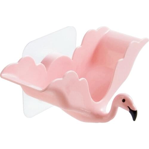 Creative Flamingo Shape Soap Dish Soap Rack For Shower Bathroom Free Punching Soap Tray Wall Mounted Soap Box Storage Holder