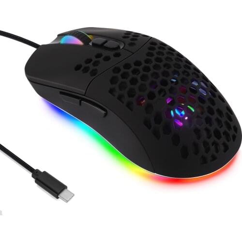 Wired Hole Type C Game Mouse RGB USB Gaming Mause For Luminous USB C Mice 6-Button Light Can Be Turned Off Computer