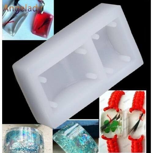 Rectangle Silicone DIY Mold Bracelet Pendant Jewellery Making Mould Resin Hole F3MD