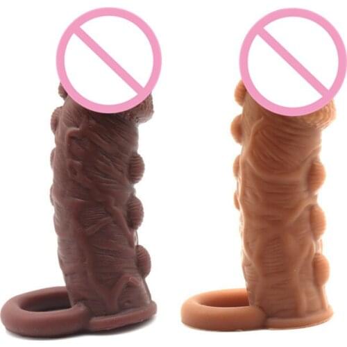 Realistic Penis Sleeve Extension Cock Sleeve Sex Shop Silicone Penis Enlarger Delay Condoms Cock Rings Enhancer Sex Toys For Men