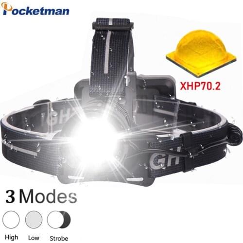 Most bright XHP70.2 Led headlight waterproof fishing Torch Zoom headlamps powerful head flash lamp head light lantern 18650