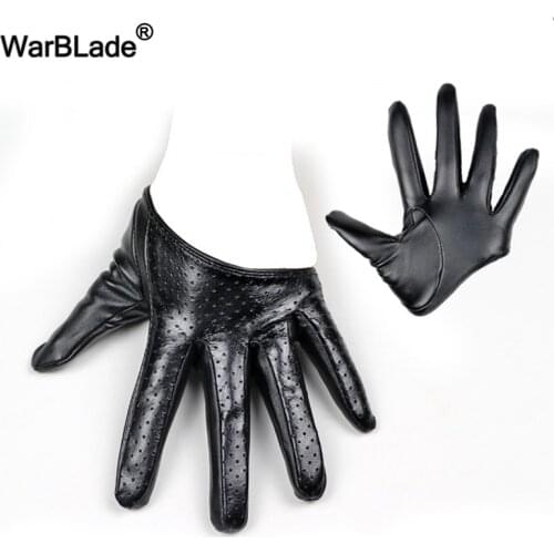 WarBLade New Design Sexy Leather Gloves For Women Half Palm PU Leather Gloves Dancing Party Show Gloves Black Mittens