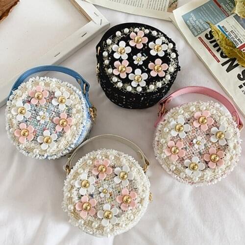 Raged Sheep Cartoon Kids Children Girls Cotton Linen Shoulder Bag Floral Pattern Kids Cartoon Coin Purses Cute Princess Handbags