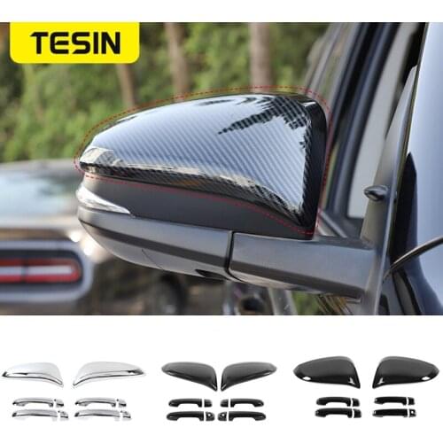TESIN Car Door Handle Decor Cover Sticker for Toyota 4Runner Car Rearview Mirror Cover Trim Accessories for Toyota 4Runner 2017