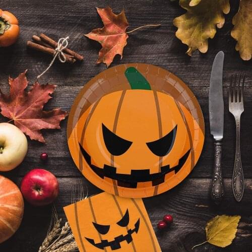 Halloween Pumpkin Decoration Disposable Tableware Decor Halloween Party Home Decoration Supplies