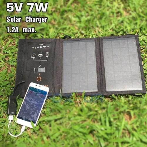 FOXSUR 5V 7W Outdoor Solar Charger Panel 5V 1.2A max. Foldable charger, Portable travel Charger,No mans land for cell phone PAD