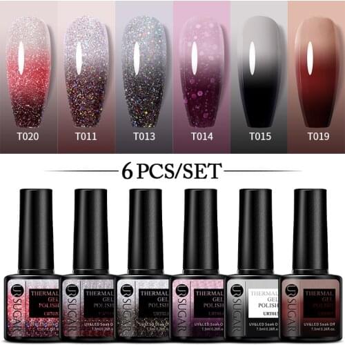 UR SUGAR Thermal Nail Gel Polish Temperature Color Changing Holography Glitter Temperature Soak Off UV Gel Varnish