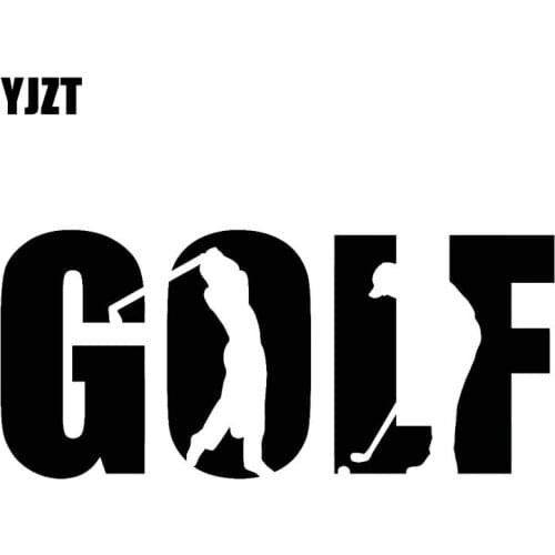 YJZT 17.9CM*8.1CM Golf Word Golfer Sport Fashion Stickers Decals Car-Styling Decor Vinyl Black/Silver C31-0095