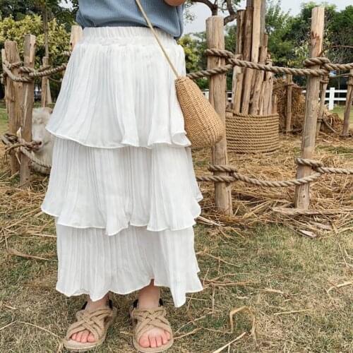 2020 Summer Spring Autumn Princess Girls Cake Skirts White Childrens Clothes Baby Toddler Tutu Skirt Chiffon Long Skirt Tutus