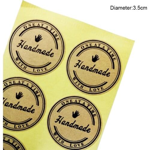 100 Pcs/lot Handmade With Love Sticker Vintage Kraft Paper Stickers Label DIY Hand Made For Gift Cake Baking Sealing Sticker