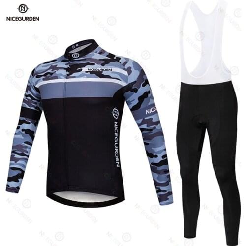 2021 Mens Cycling Jersey Long Sleeve Top Quick-drying Cycling Jersey Pants Breathable Mountain Bike Wear Mountain Sports Bib